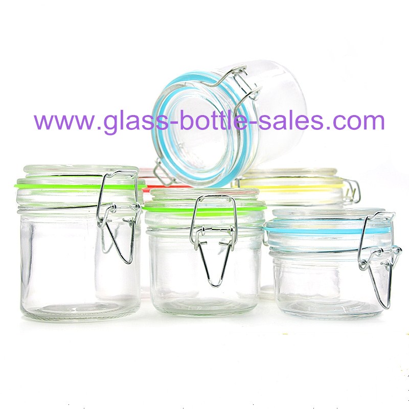 100ml,200ml,280ml Clear Airtight Glass Storage Jars With Clip Lids 