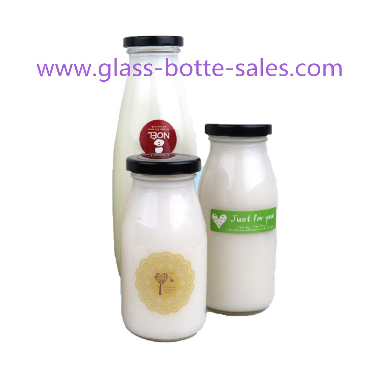 200ml,250ml,500ml Clear Glass Milk Bottle