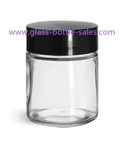 180ml Clear Straight Sided Glass Food Jar With Black Lid