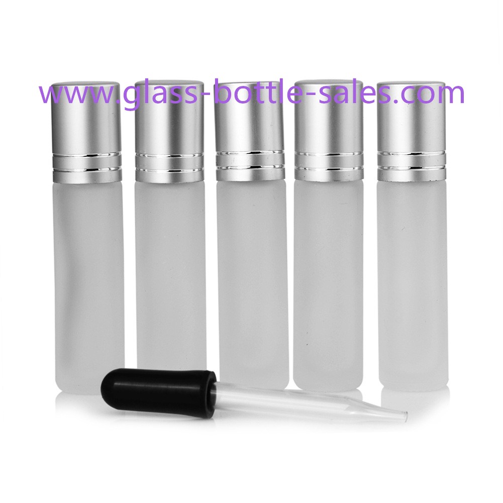 10ml Frost Perfume Roll On Glass Bottle With Silver Cap And Roller