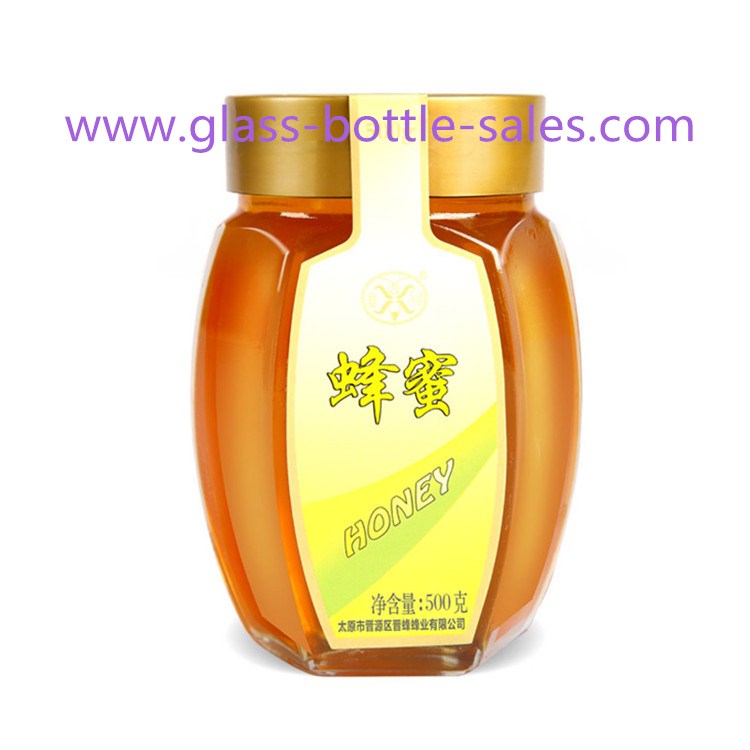 500g Clear Glass Honey Jar With Gold Lid