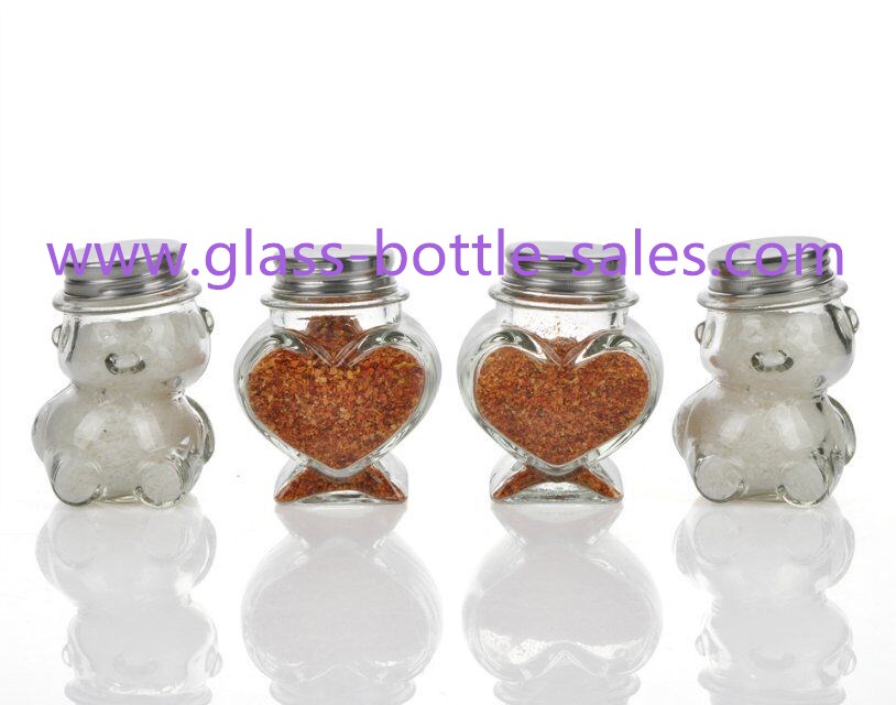 80ml-400ml Clear Bear and Heart Style Glass Honey Jars