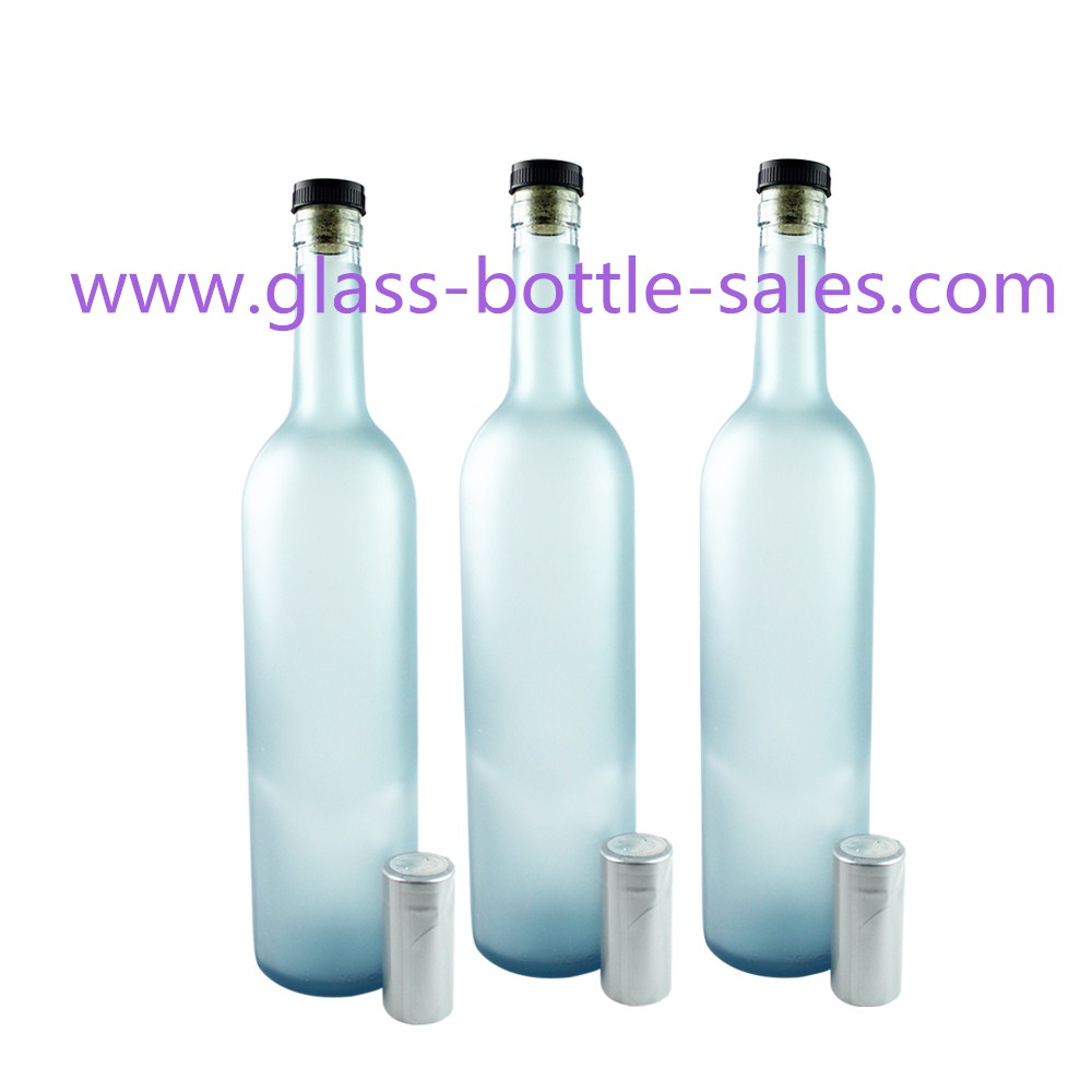 750ml Light Blue Frost Wine Bottle