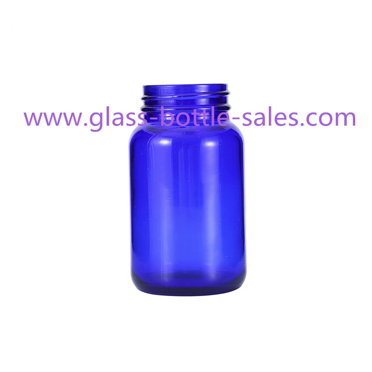 100ml-400ml Blue Width Mouth Tablet Glass Bottle
